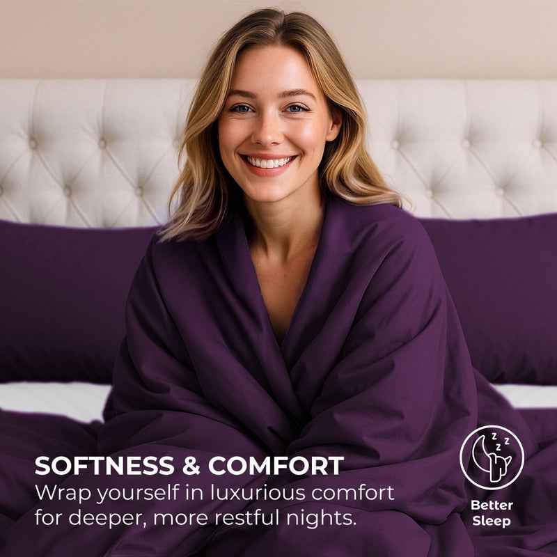 Pure Bedding Twin Sheet Set - 1800 Ultra-Soft Microfiber Bed Sheets - Double Brushed - Deep Pockets - Easy Fit - Extra Soft - 3 Piece Set - Bedding Sheets & Pillowcases (Twin, Purple) - Image 4